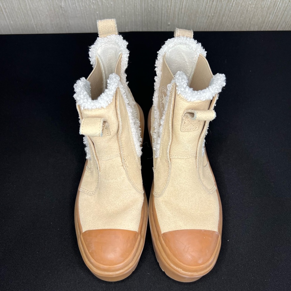 Converse Tan and White Shearling Boots